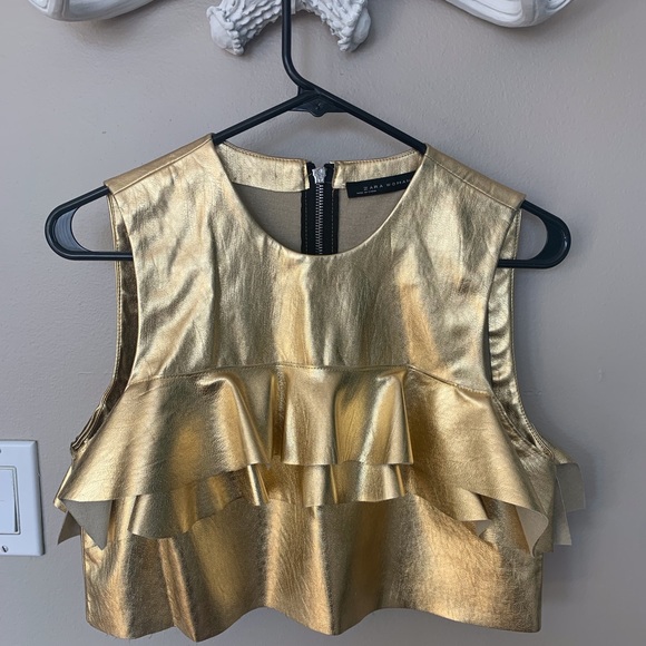 Gold Ruffle cropped top - Picture 2 of 5